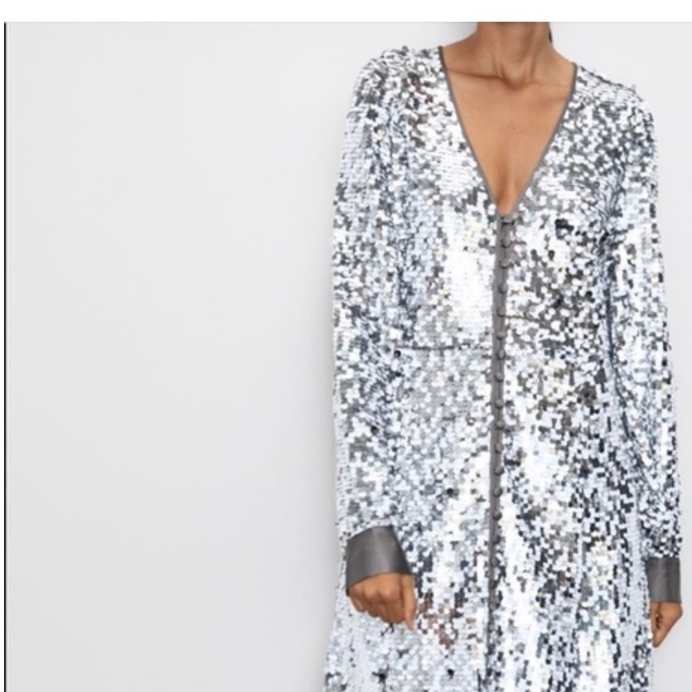 Zara Sequin Dress Coat Gilet NWT